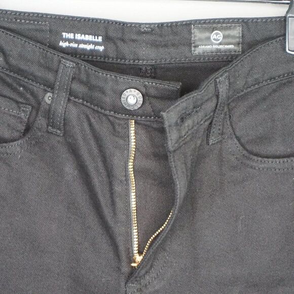 New AG The Isabelle Studded High-Rise Straight-Leg Cropped Black Jeans size 24 - Picture 15 of 16